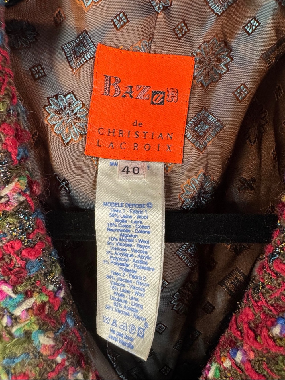 Christian Lacroix Bazaar Multicolor Boucle Blazer Fringe Trim Designer Jacket - Picture 4 of 14